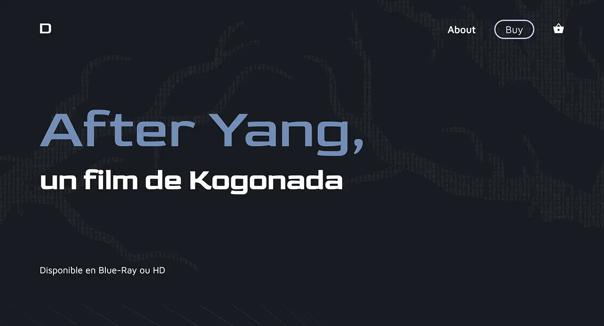 first section of the homepage of the website 'After Yang'