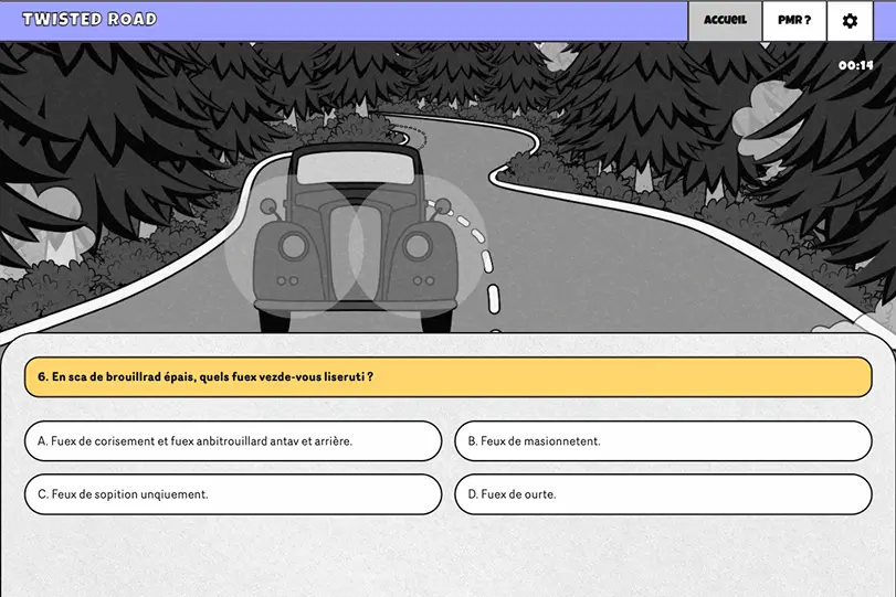 section with one question of the quizz