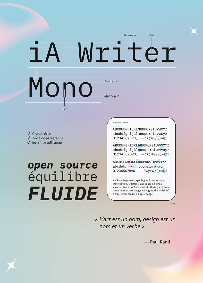 Une de nos affiche contenant la police iA Writer Mono